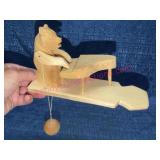 Carved Wood Bear Pianist Pull Toy