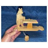 Hand-Carved Wood Bear Billiards Folk Art Toy