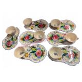 Italian Hand Painted Colorful Snack Plates & Cups