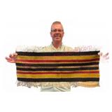 Small Woven Wool Textile 12x32 In Fringed