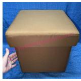 Brown Fabric Storage Ottoman w/ Tray Top #2