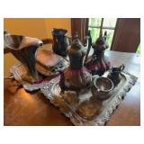 Silver Plated Items on Copper w/ Trays
