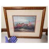 Framed English Riders Scene Print 17x20