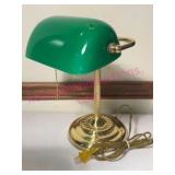 NOS Brass Desk Lamp w/Green Glass Shade #1