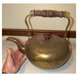 Large Brass Teapot w/Wood Handle