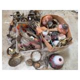 Various Old Lamp Parts Mixed Materials