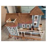 Large Wood Dollhouse w/Accessories Garage Find