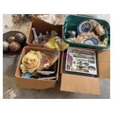 Garage Lot: 4 Boxes Miscellaneous Items & Glass