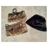 Faux Fur Hat w/ 2 Faux Fur Hand Muffs