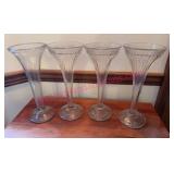 4 Clear Glass 12in Flared Vases