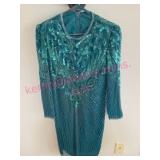 Carina Sequin Silk Dress w/ Long Sleeves