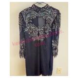 Carina Black Silk Sequin Cocktail Dress L
