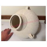 Textured White Ceramic Pot w/Handles