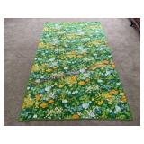 1970s Green Floral Tablecloth, 56x92 in Linen or