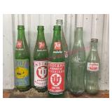 6 Collectible Glass Soda Bottles