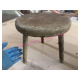 Little Antique Green Wooden Milking Stool