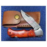 Damascus Steel Pocket Knife w/Sheath