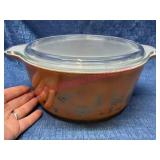 Pyrex Early American Brown & Gold Casserole w/ Lid