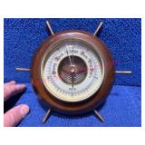 Selsi Germany Wood & Glass Ship Wheel Barometer