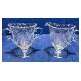 Fostoria Heather Etched Glass Sugar & Creamer
