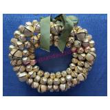 Metal Jingle Bell Wreath w/Green Ribbon Bow