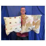 Decorative Throw Pillows w/Tassels & Leaf Motif