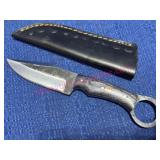 Fixed Blade Knife w/Leather Sheath & Ring Pommel