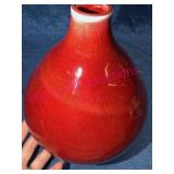 Signed Spears Red Glazed Ceramic Vase