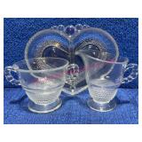 Duncan & Miller Teardrop Sugar & Creamer w/Tray