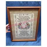 Framed Hand-Stitched Needlepoint Sampler