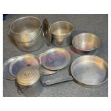 Old Aluminum Camping Pans w/Lids & Plates