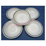 5 Pyrex Corning Green Rim Fruit/Dessert Bowls