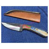 Nice Fixed Blade Knife w/Colorful Handle & Sheath