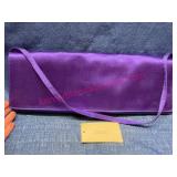 Giorgio Armani Purple Satin Clutch w/ Strap & COA