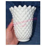 Imperial Glass Satin White Diamond Pattern Vase