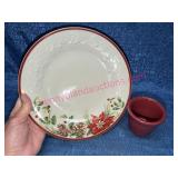 2pcs Longaberger Plate & Paprika Votive