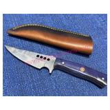 Damascus Steel Knife w/ Purple Composite Handle