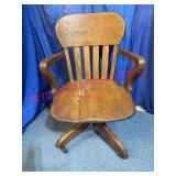 Heavy Antique Oak Full Size Desk Chair