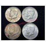 (4) Kennedy 1967 40% Silver Half Dollars