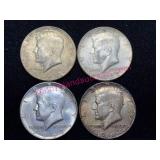 (4) Kennedy 40% Silver Half Dollars