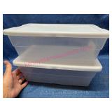 2 Plastic Shoe Box Storage Totes w/Lids