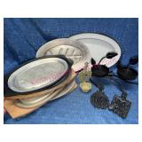 Metal Steak Platters, Iron Trivets & Candleholder