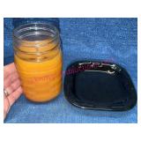 2pcs Longaberger Pottery Candle Jar & Black Plate
