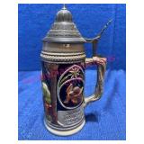 Western Germany Lidded Beer Stein w/Dogs & Hunters
