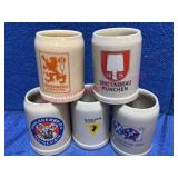5 German Beer Steins w/Munich Breweries Logos