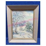 1960 Elsie Gines Oil on Board Brown County Winter