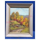 1958 Elsie Gines Oil on Board Fall Landscape