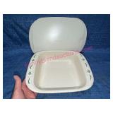 Longaberger Pottery Green 8x8x2in Bake Dish w/lid