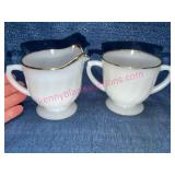 Fire-King White Milk Glass Creamer & Sugar