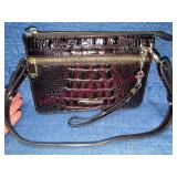Brahmin Brown Embossed Leather Wristlet Bag -small